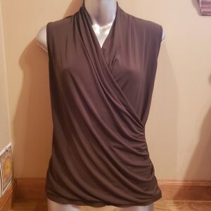 Y2K Brown Wrap Top Super Strechy 2000s Style Size Small